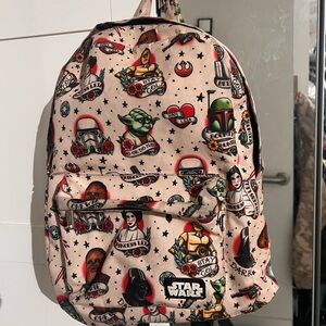 Loungefly RARE NYLON StarWars Tattoo Backpack Leia Yoda Chewbacca R2-D2 C3PO